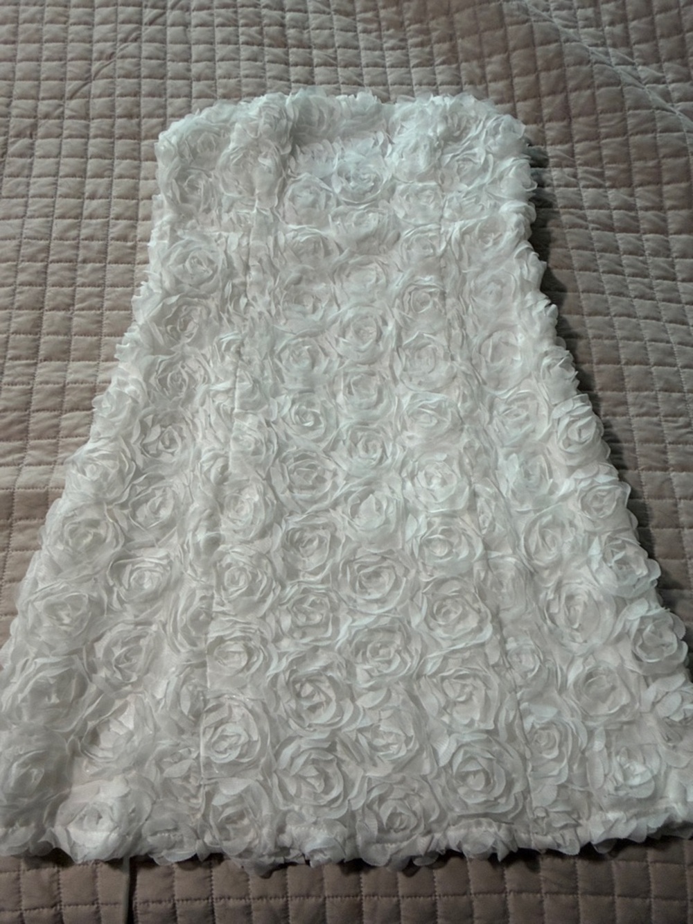 White Strapless Rosette Dress